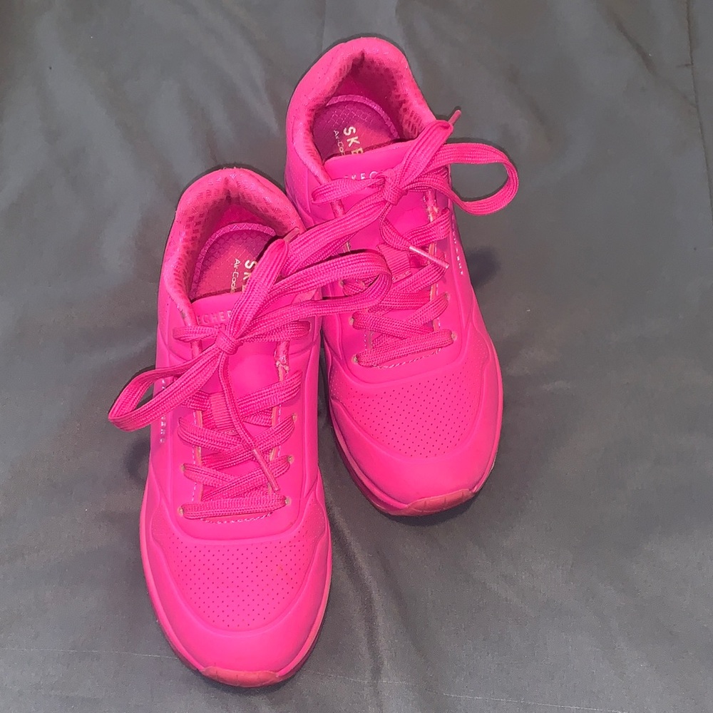 Skechers Hot Pink Lace-Up Sneakers
